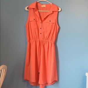 Coral sleeveless utility dress